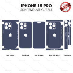 IPhone 15 Pro Skin Template Vector Cut File Bundle
