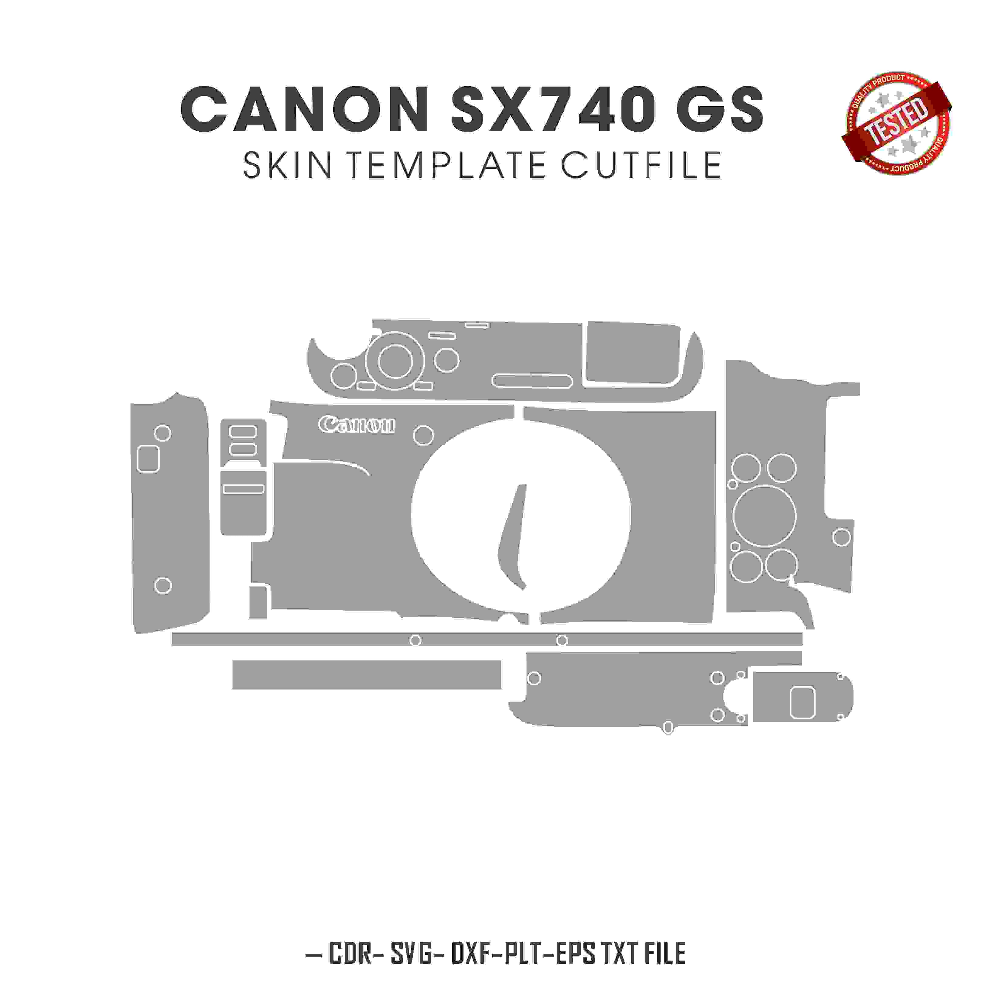 Canon PowerShot SX740 HS Skin Template Vector Cut Files