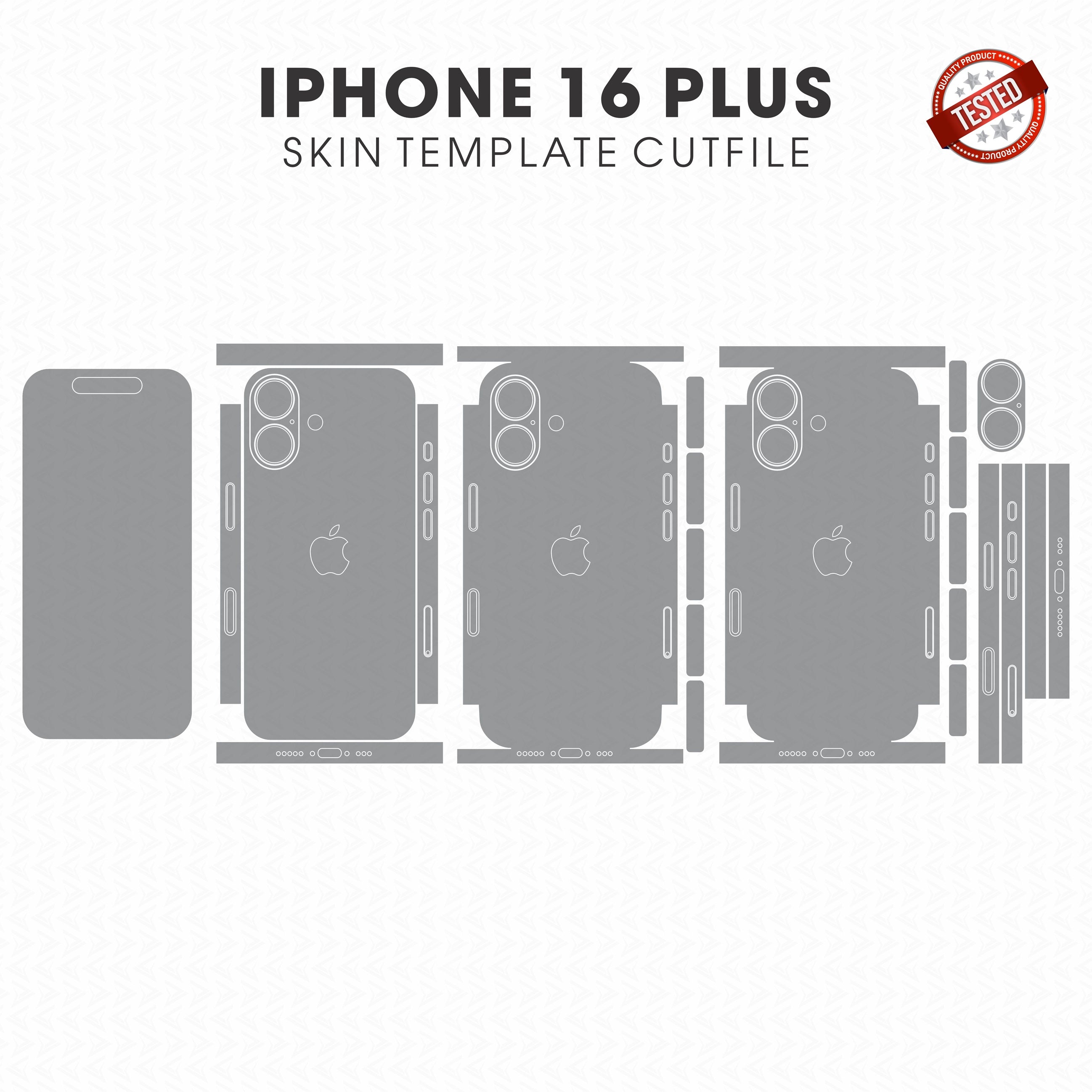 iPhone 16 Plus Skin Template Die Cut File Vector