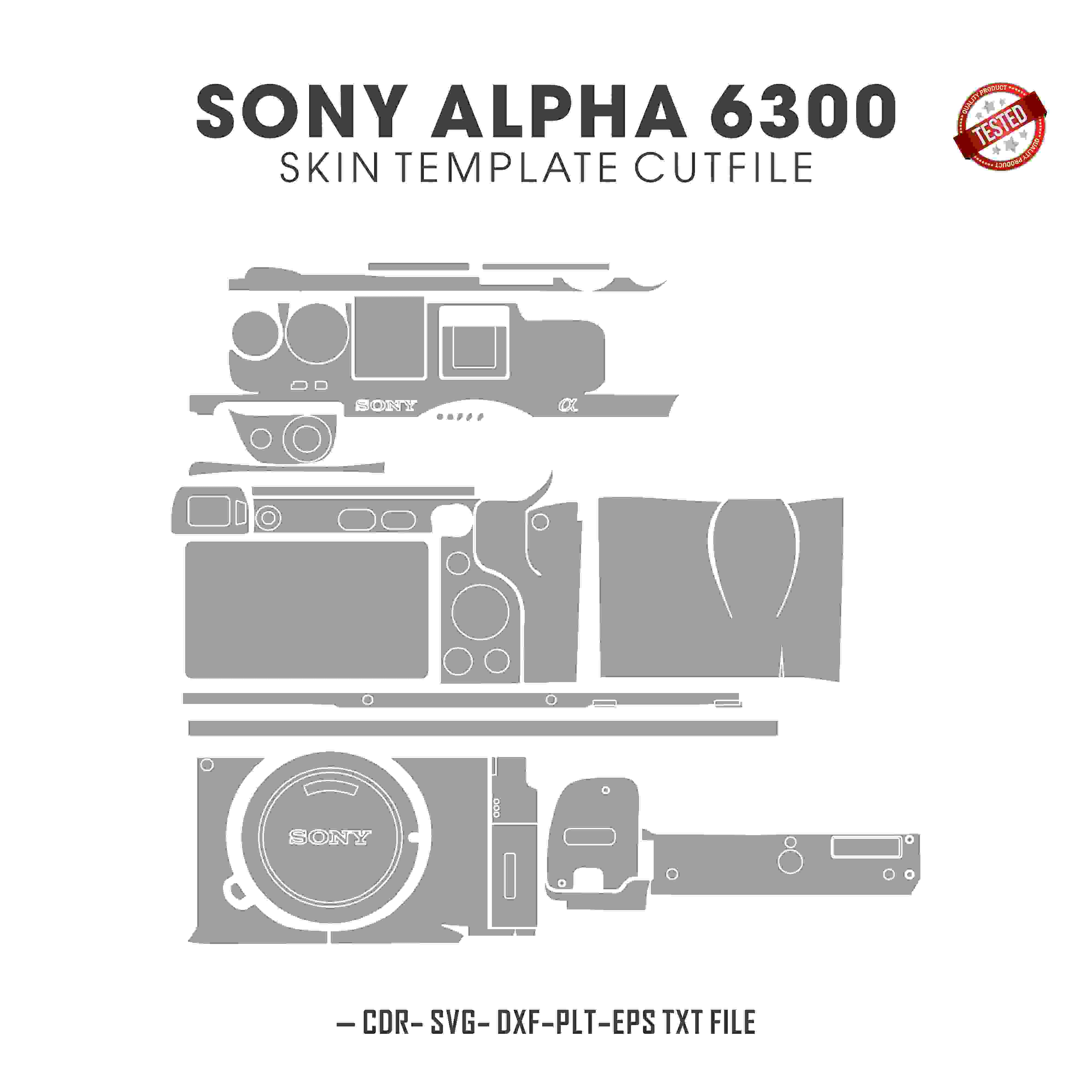 Sony Alpha 6300 (A6300) Skin Template Vector Cut Files