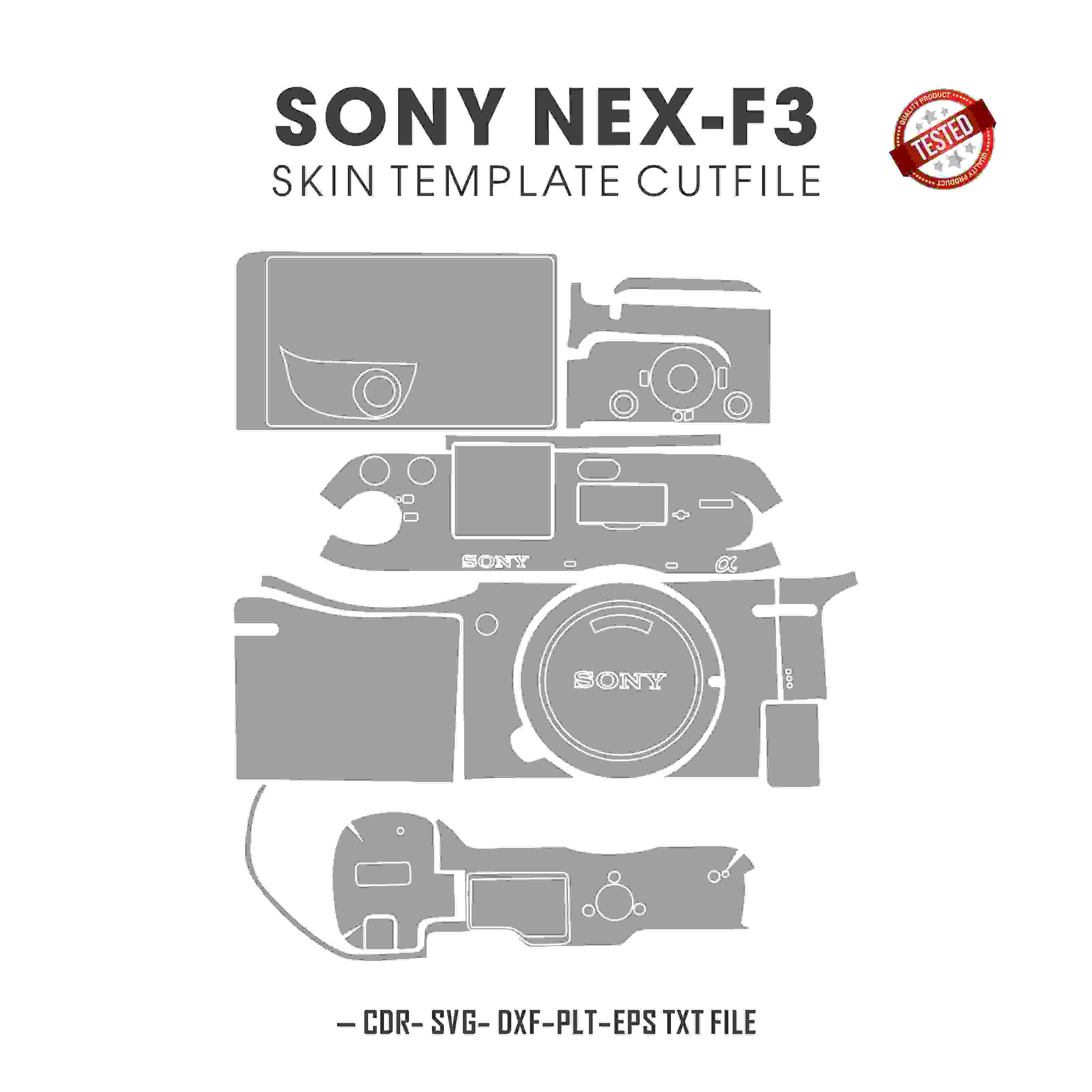 Sony Alpha NEX-F3 Skin Template Vector Cut Files
