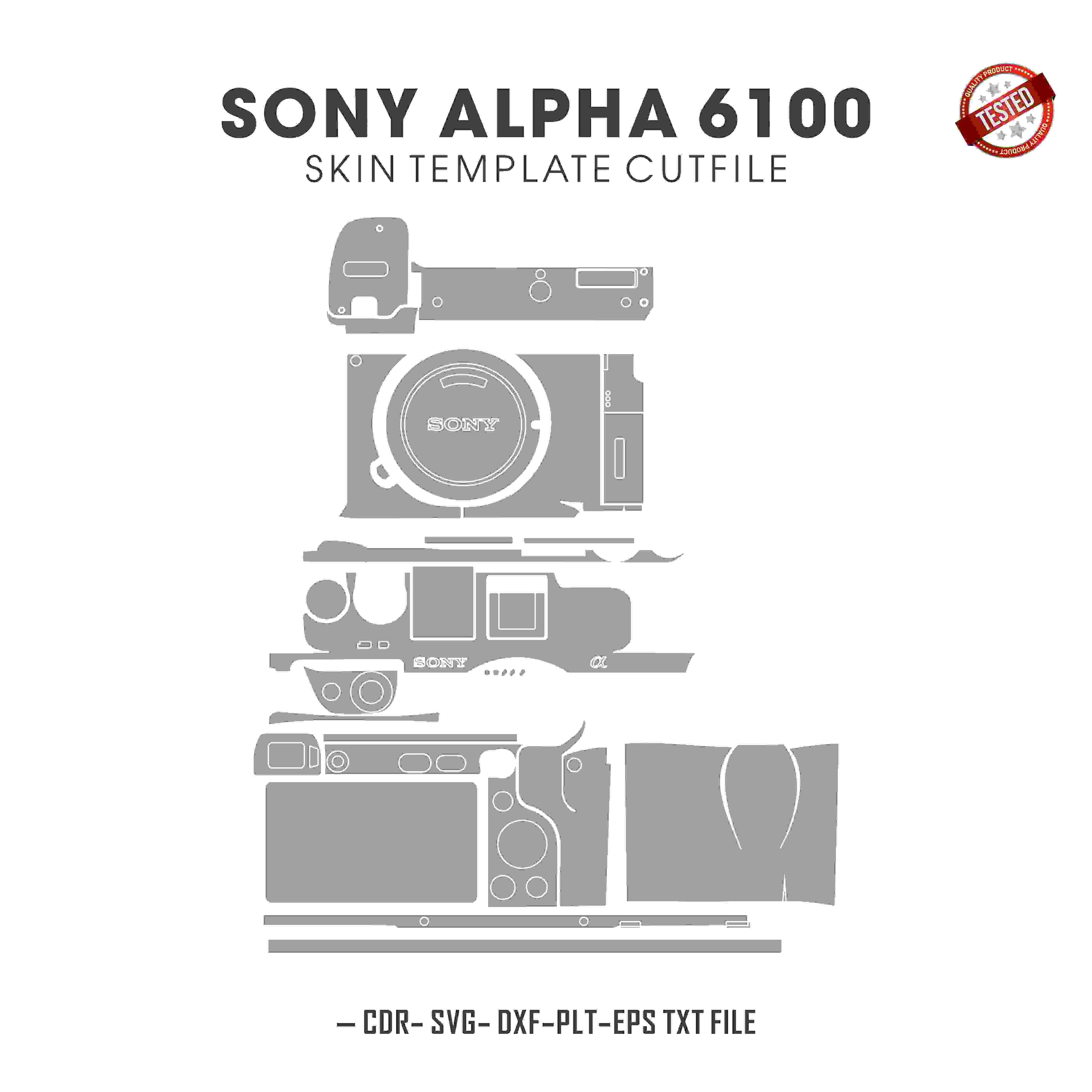 Sony Alpha 6100 (A6100) Skin Template Vector Cut Files