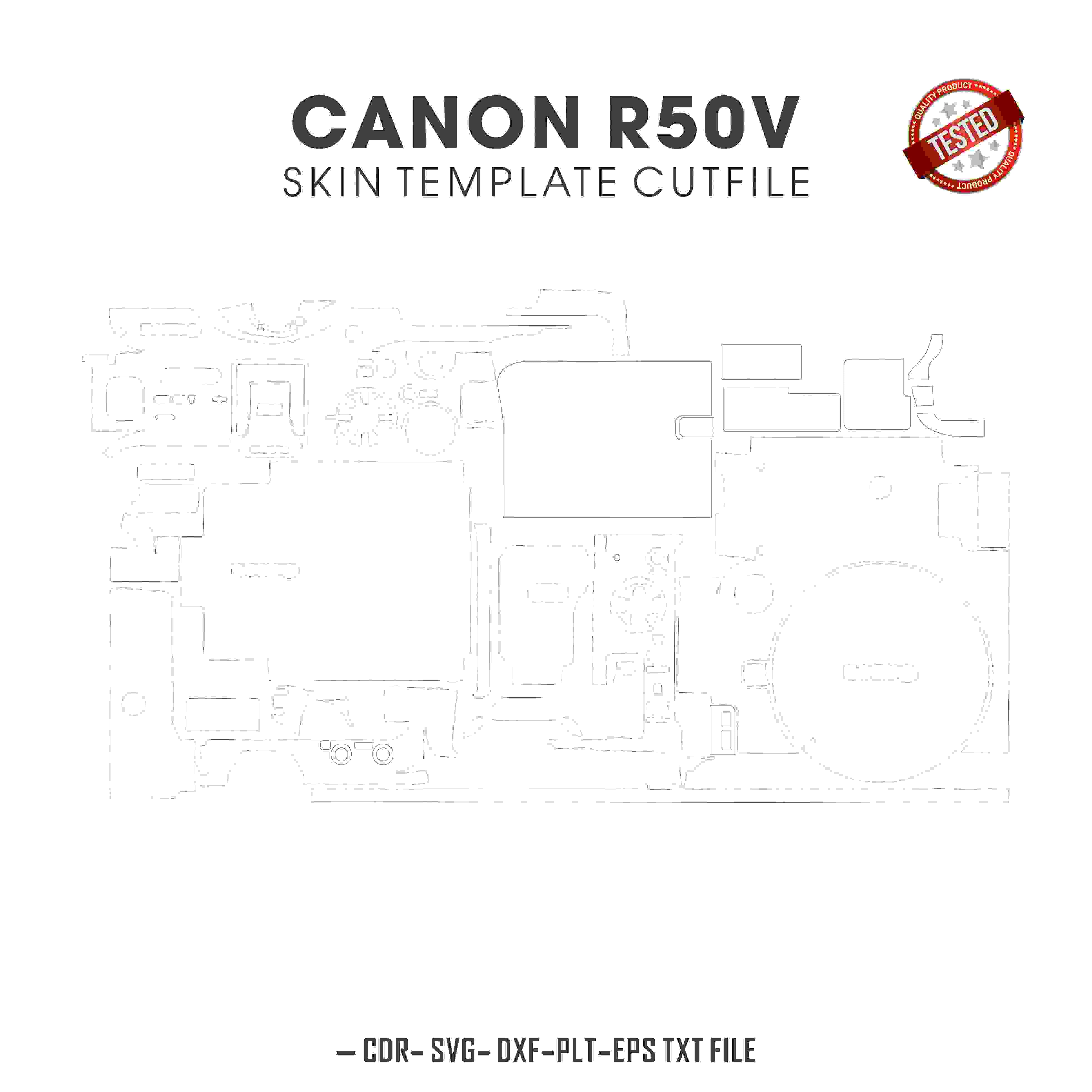 Canon EOS R50 V Skin Template Vector Cut Files