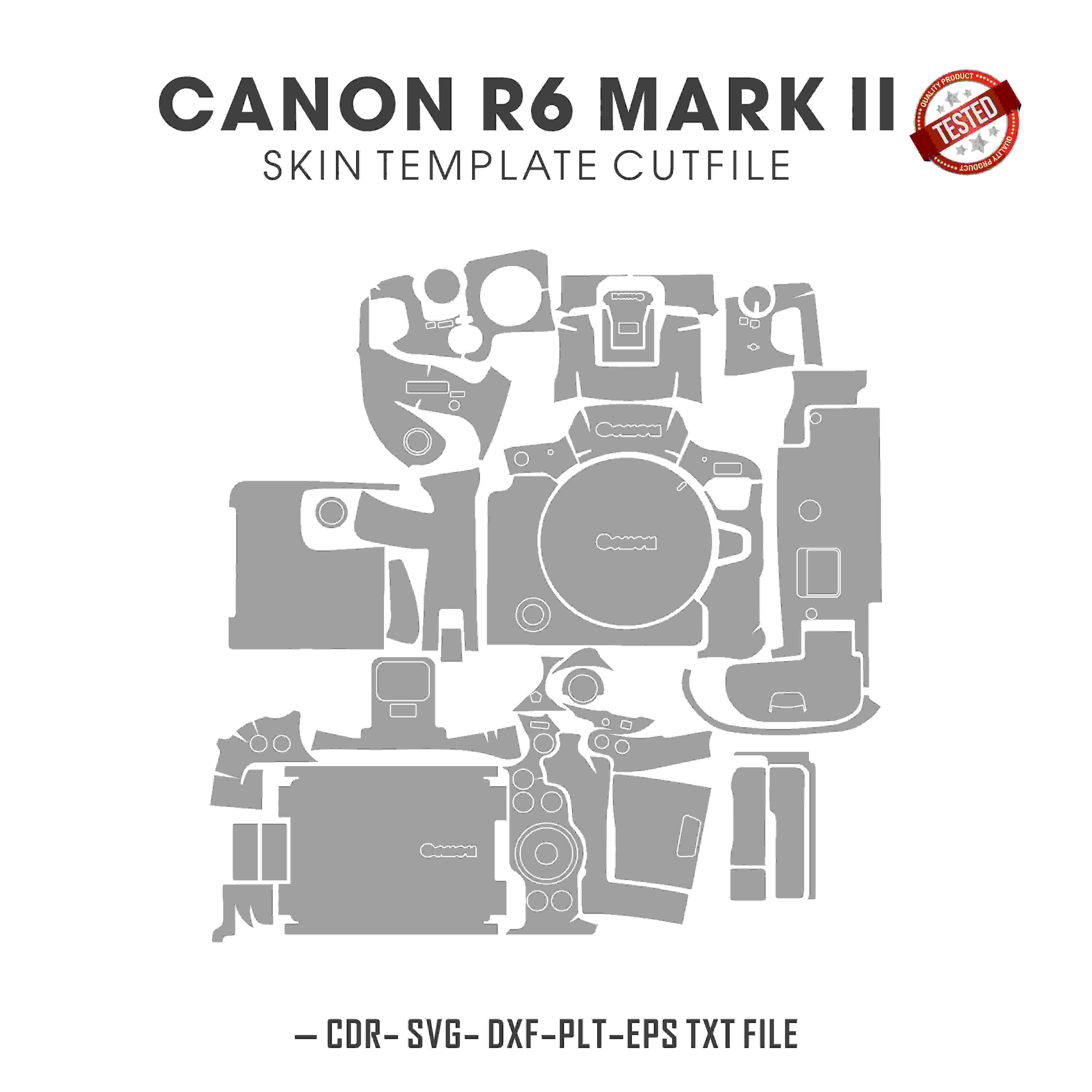 Canon EOS R6 Mark II Skin Template Vector Cut Files