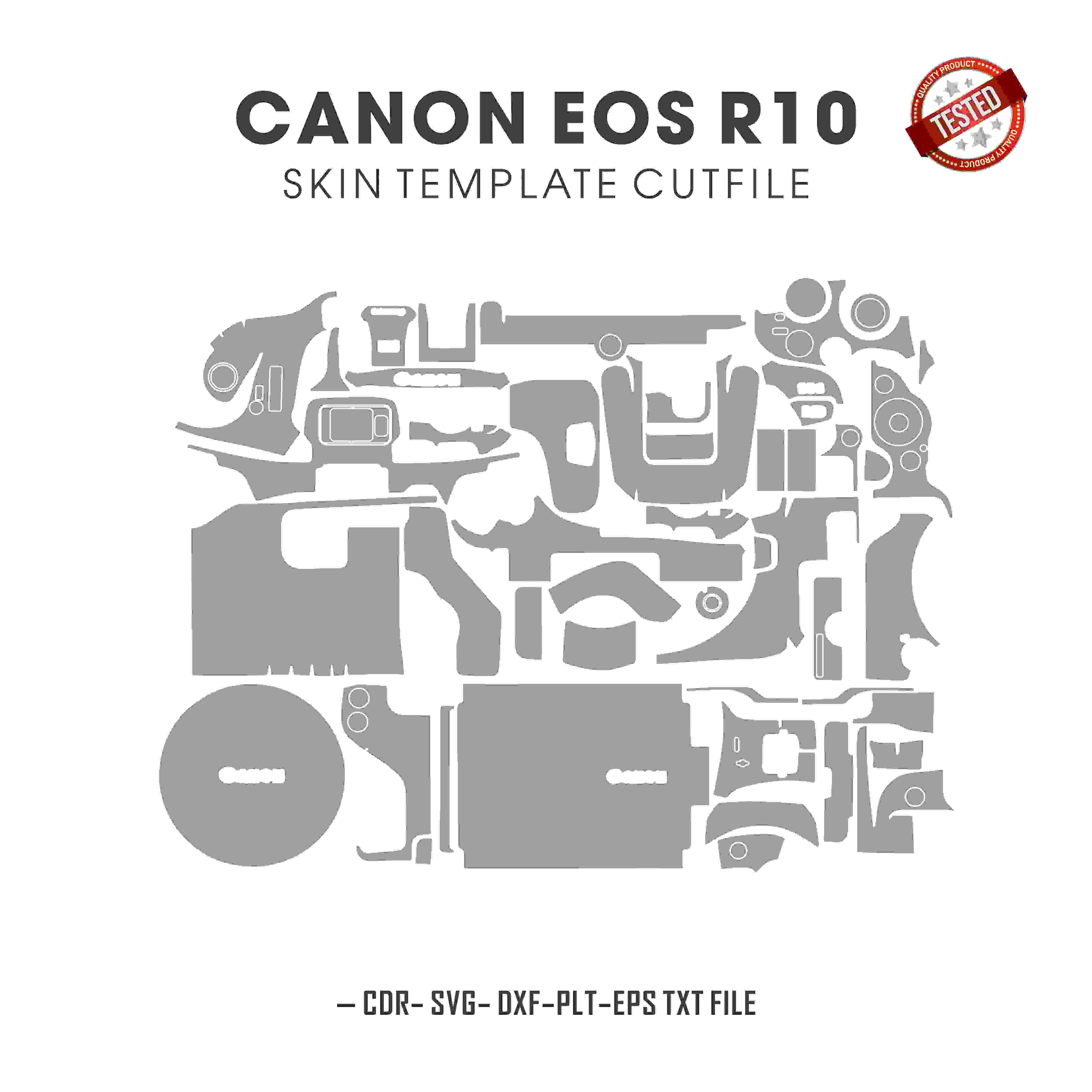 Canon EOS R10 Skin Template Vector Cut Files