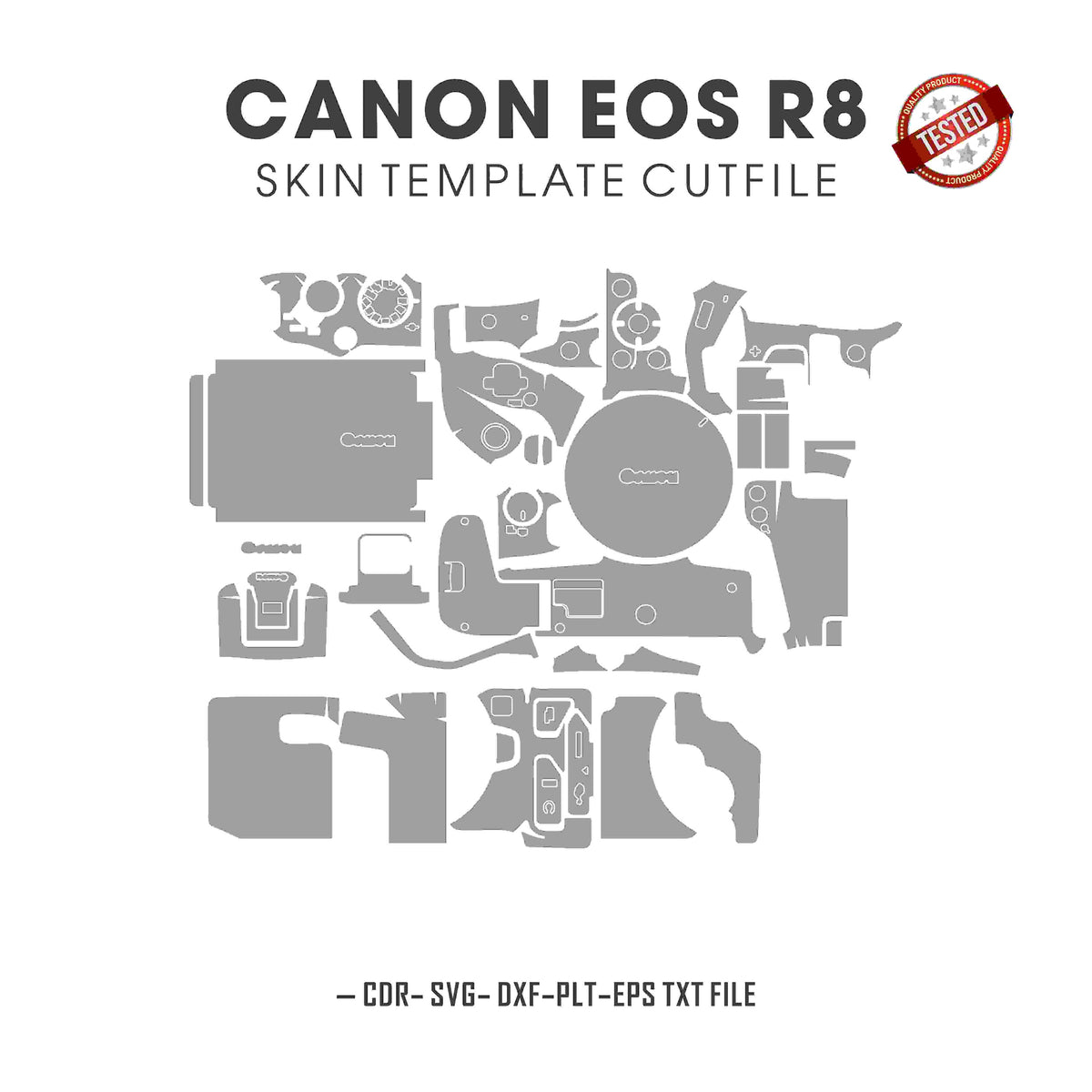 Canon EOS R8 Skin Template Vector Cut Files