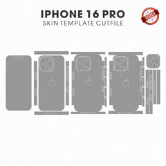 iPhone 16 Pro Skin Template Die Cut File Vector