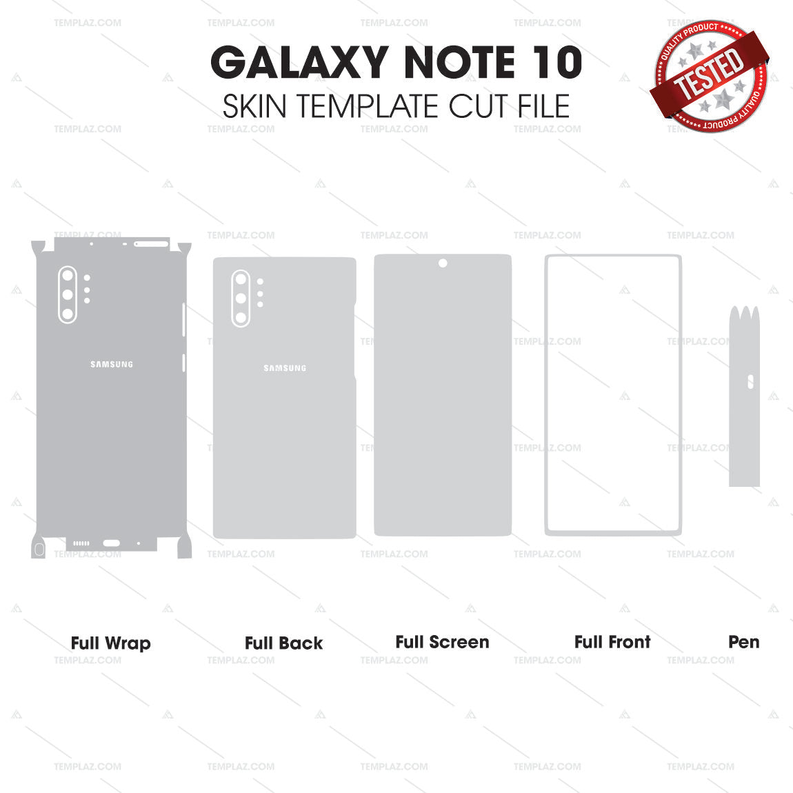 Samsung Galaxy Note 10 Skin Template Vector Cut File Bundle