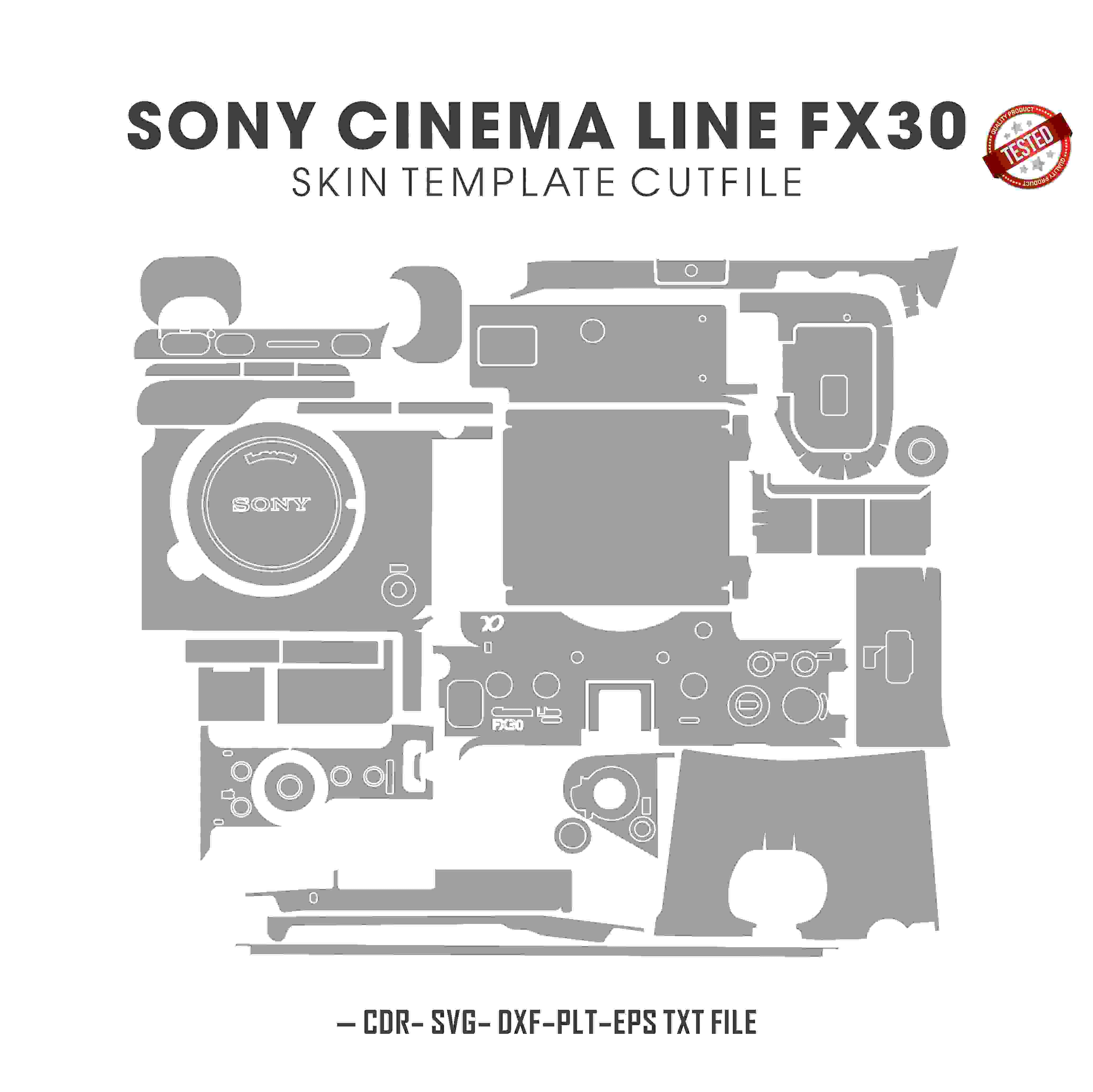 Sony Cinema Line FX30 Skin Template Vector Cut Files