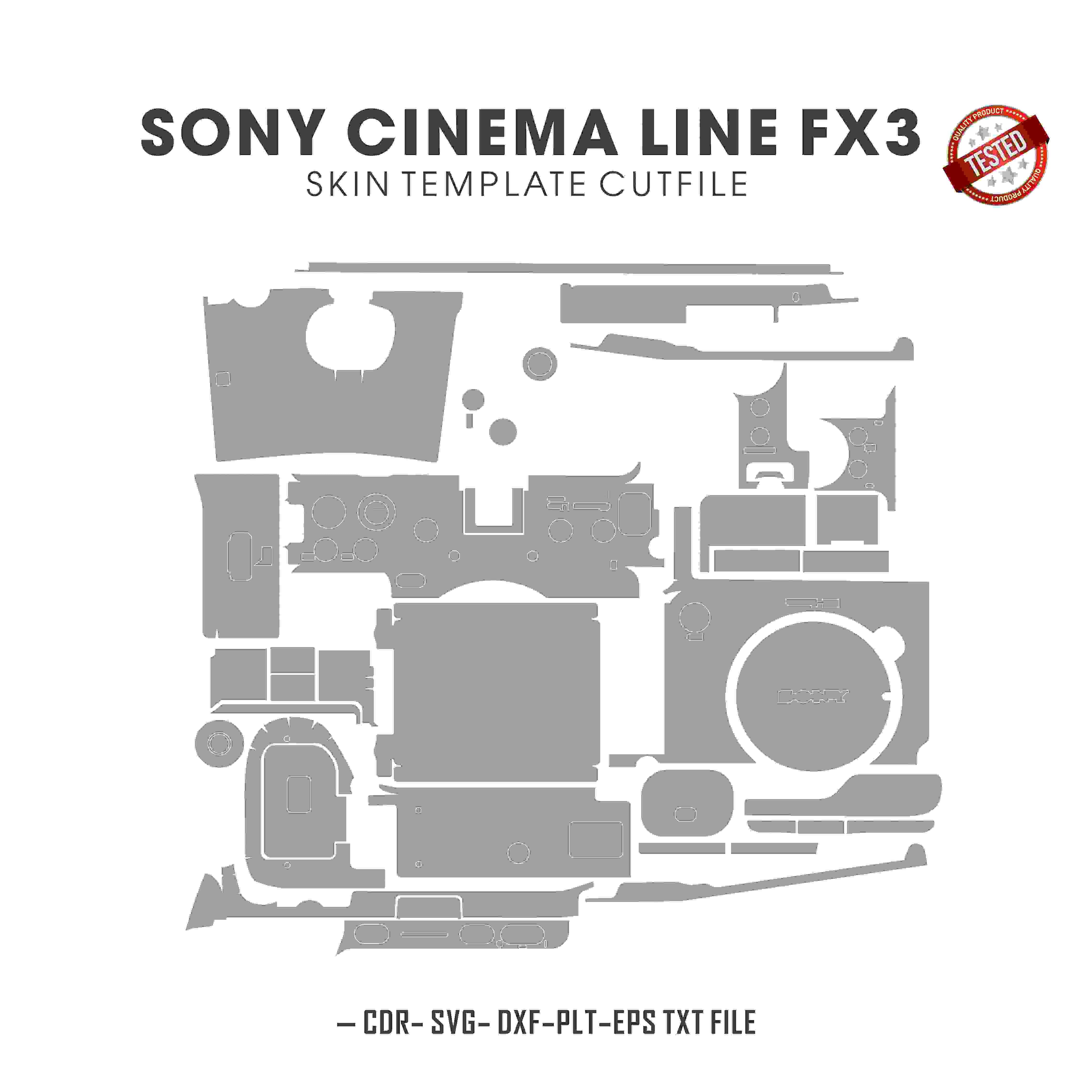 Sony Cinema Line FX3 Skin Template Vector Cut Files